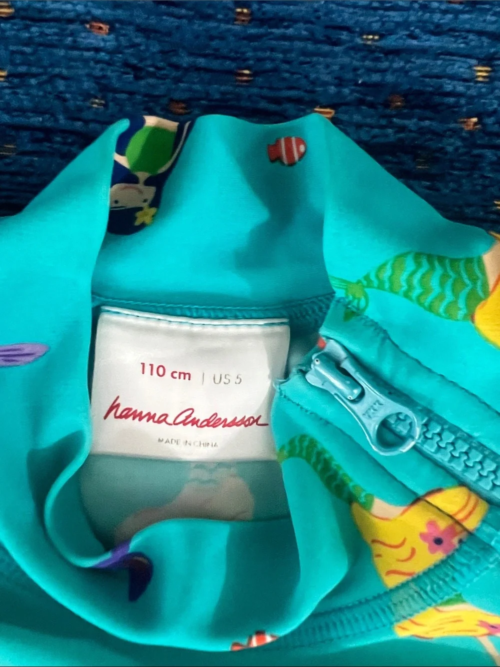 Hanna Andersson Turquoise Mermaid Print Rashguard size 5 or 110cm